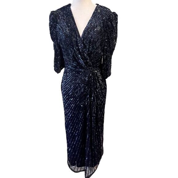 NWT‎ Mac Duggal Midnight sequin midi dress style 5578 size 8 women's - Picture 11 of 16